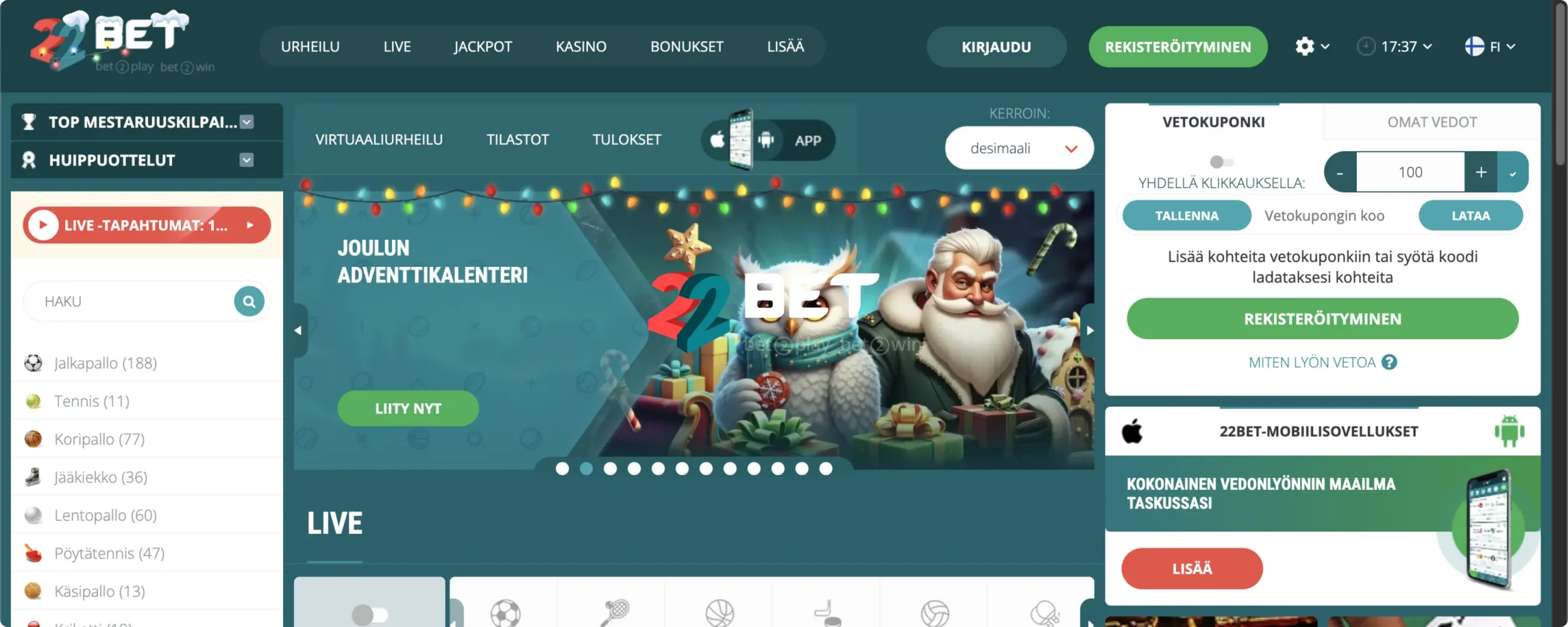 22Bet Urheiluvedonlyönti Verkossa